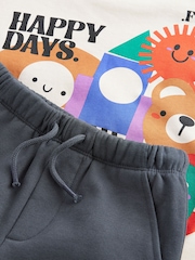 Animais Ecru - Conjunto de moletom e joggers com estampa de algodão 100% (3meses a7anos) - Imagem 10 de 10
