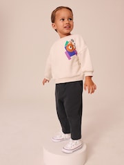 Animais Ecru - Conjunto de moletom e joggers com estampa de algodão 100% (3meses a7anos) - Imagem 2 de 10