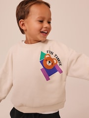 Animais Ecru - Conjunto de moletom e joggers com estampa de algodão 100% (3meses a7anos) - Imagem 4 de 10