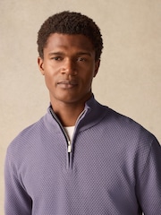 Lilac Purple Texture Regular Fit 100% Cotton Premium Quarter Zip Jumper - Image 1 of 9