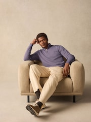 Lilac Purple Texture Regular Fit 100% Cotton Premium Quarter Zip Jumper - Image 3 of 9
