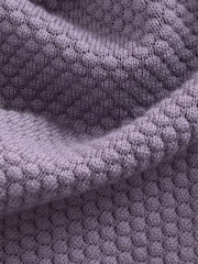 Lilac Purple Texture Regular Fit 100% Cotton Premium Quarter Zip Jumper - Image 4 of 9