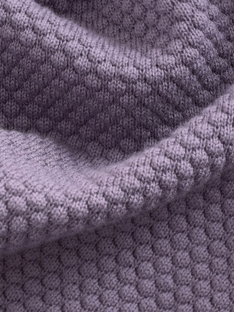 Lilac Purple Texture Regular Fit 100% Cotton Premium Quarter Zip Jumper - Image 4 of 9