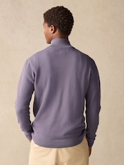 Lilac Purple Texture Regular Fit 100% Cotton Premium Quarter Zip Jumper - Image 6 of 9