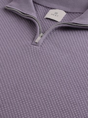 Lilac Purple Texture Regular Fit 100% Cotton Premium Quarter Zip Jumper - Image 9 of 9