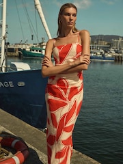 Forever New Red Pure Linen Alana Strappy Midi Dress - Image 1 of 6