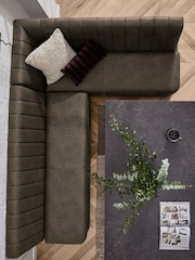 Monza Faux Leather Peppercorn Brown Anderson Storage Right Hand Dining Bench - Image 5 of 9