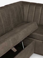 Monza Faux Leather Peppercorn Brown Anderson Storage Right Hand Dining Bench - Image 9 of 9