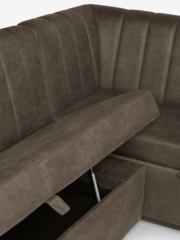 Monza Faux Leather Peppercorn Brown Anderson Storage Right Hand Dining Bench - Image 9 of 9