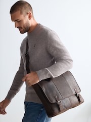 Brown Oily Leather Messenger Bag - Image 2 of 2