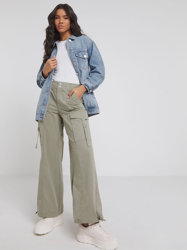 Simply Be Brown Plush Cargo Tech Trousers - Image 1 of 5