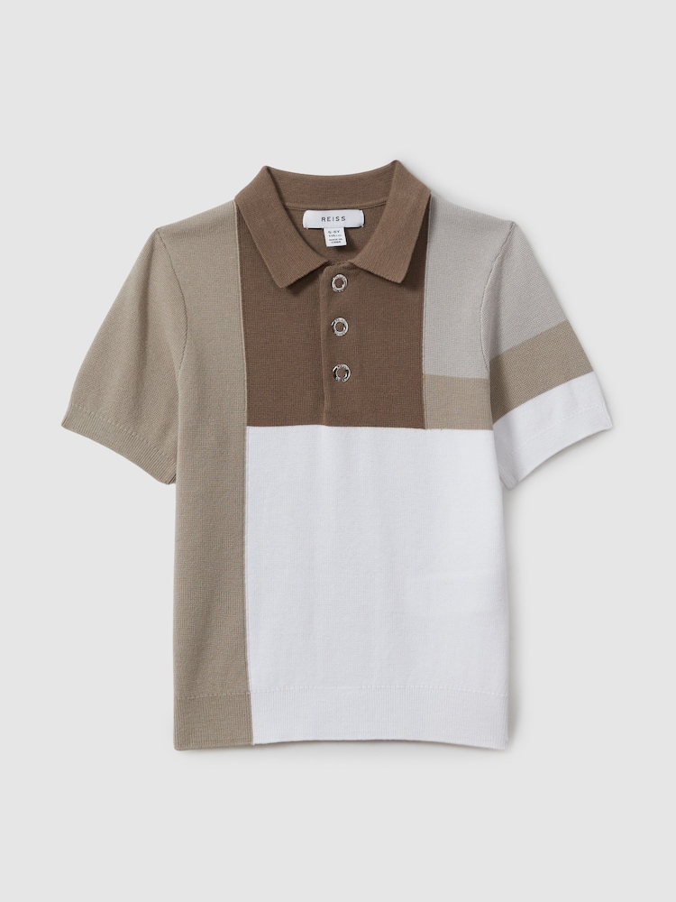 Reiss Camel Multi Charge 9-13 yrs Colourblock Polo Shirt - Image 1 of 3
