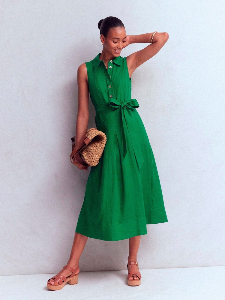 Boden Green Belinda Linen Shirt Dress - Image 1 of 6