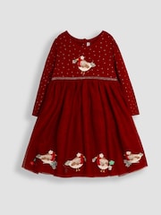 JoJo Maman Bébé Red Robin Appliqué Tulle Party Dress - Image 1 of 3