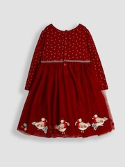 JoJo Maman Bébé Red Robin Appliqué Tulle Party Dress - Image 2 of 3