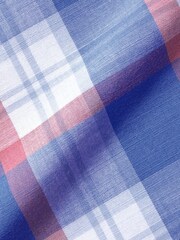 Charles Tyrwhitt Pink Check Short Sleeve Noniron Stretch Poplin Slub 100% Cotton Shirt - Image 6 of 6