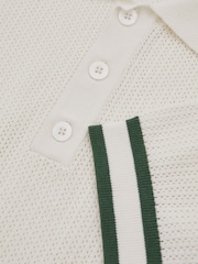 Reiss White Quinn Reiss | Ché Knitted Half-Button Polo Shirt - Image 4 of 5