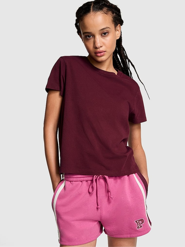 Victoria's Secret PINK Purple Rose Short Sleeve Dreamer T-Shirt - Image 1 of 3 Victoria's Secret PINK Purple Rose Short Sleeve Dreamer T-Shirt - Image 1 of 3