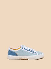 White Stuff Blue Pippa Canvas Lace-Up Trainers - Image 1 of 4