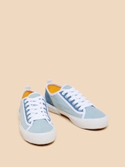 White Stuff Blue Pippa Canvas Lace-Up Trainers - Image 2 of 4