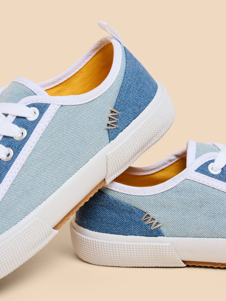 White Stuff Blue Pippa Canvas Lace-Up Trainers - Image 4 of 4