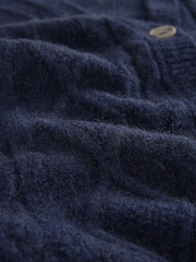 Blue Navy Sleeveless Button Through Cable Knitted Waistcoat - Image 6 of 7