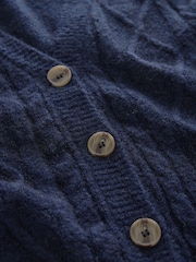 Blue Navy Sleeveless Button Through Cable Knitted Waistcoat - Image 7 of 7