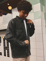 Black 100% Cotton Denim Overshirt (3-16yrs) - Image 4 of 10