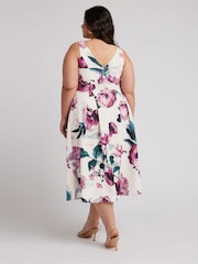 Yours Curve Pink London V-Neck Pleated Dress - Image 3 of 5