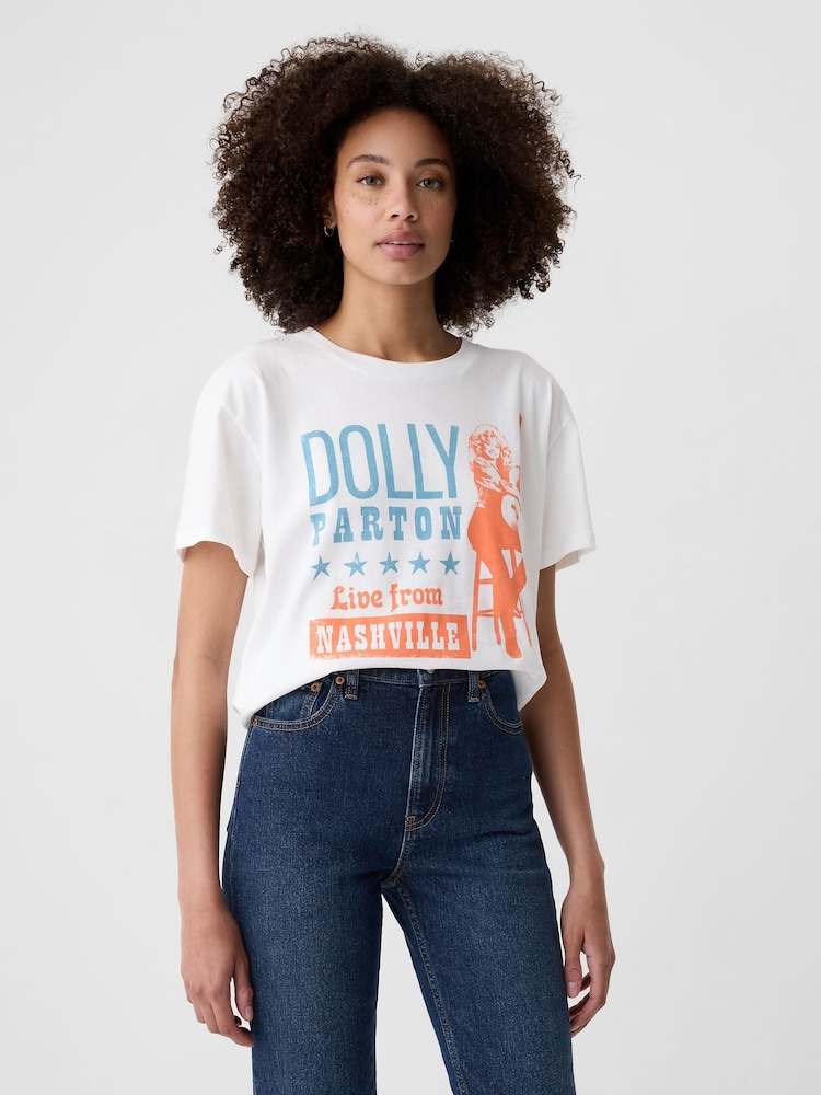 Gap White Dolly Parton Cotton Short Sleeve T-Shirt - Image 1 of 5