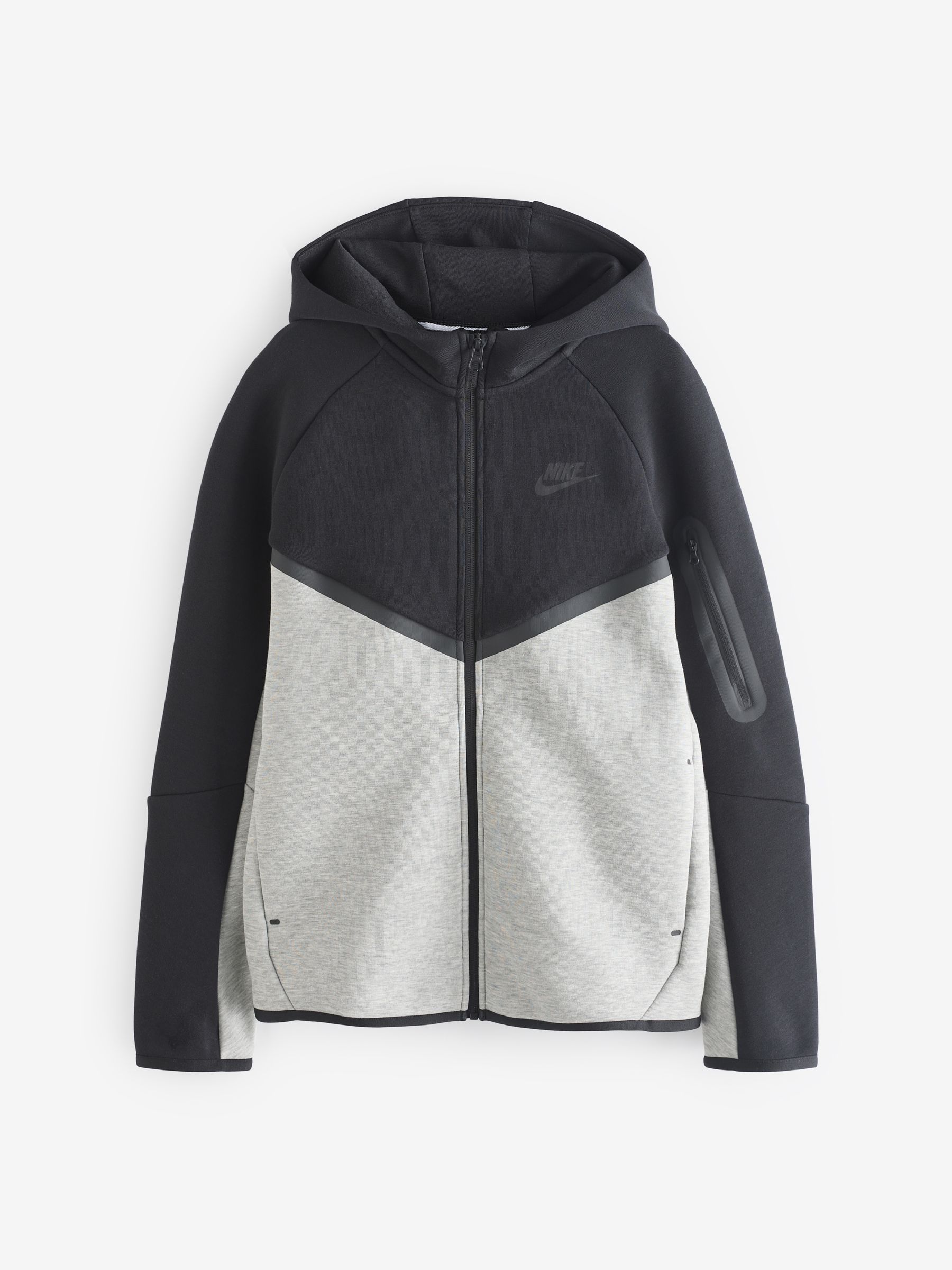 トップス Nike tech fleece black/gray Nike Hoodie NSW Tech Fleece - Schwarz/Grau/Weiß