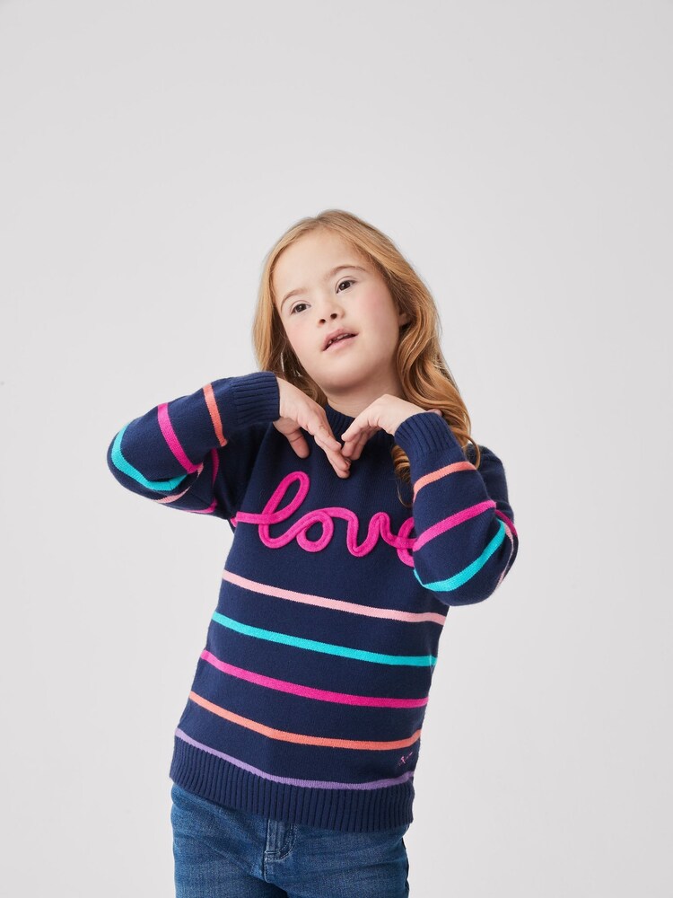 Crew Clothing Love motif Multicoloured Stripe Jumper - Image 1 of 3