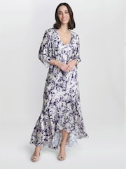 Gina Bacconi Rina Printed Midi Length Sleeveless White Dress And Jacket Set - Image 2 of 5