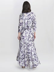 Gina Bacconi Rina Printed Midi Length Sleeveless White Dress And Jacket Set - Image 3 of 5