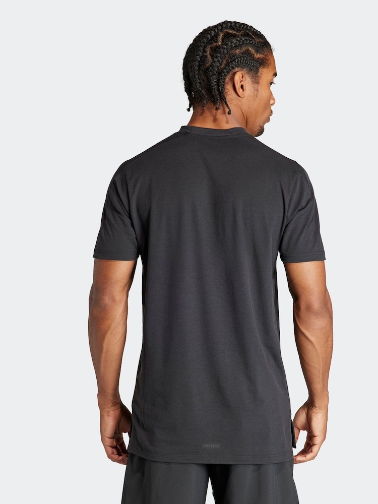 adidas Black Designed for Training Workout T-Shirt - Image 2 of 7