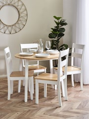 Julian Bowen Natural Linwood Round Drop Leaf Table - Image 1 of 6