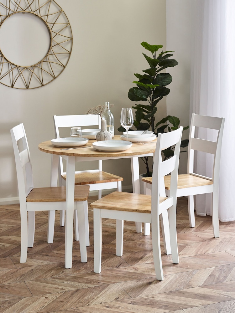 Julian Bowen Natural Linwood Round Drop Leaf Table - Image 1 of 6