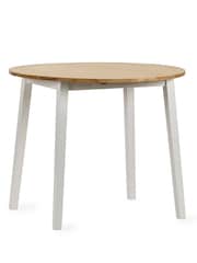 Julian Bowen Natural Linwood Round Drop Leaf Table - Image 3 of 6