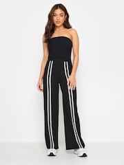 PixieGirl Petite Black Front Stripe Wide Leg Trousers - Image 1 of 5