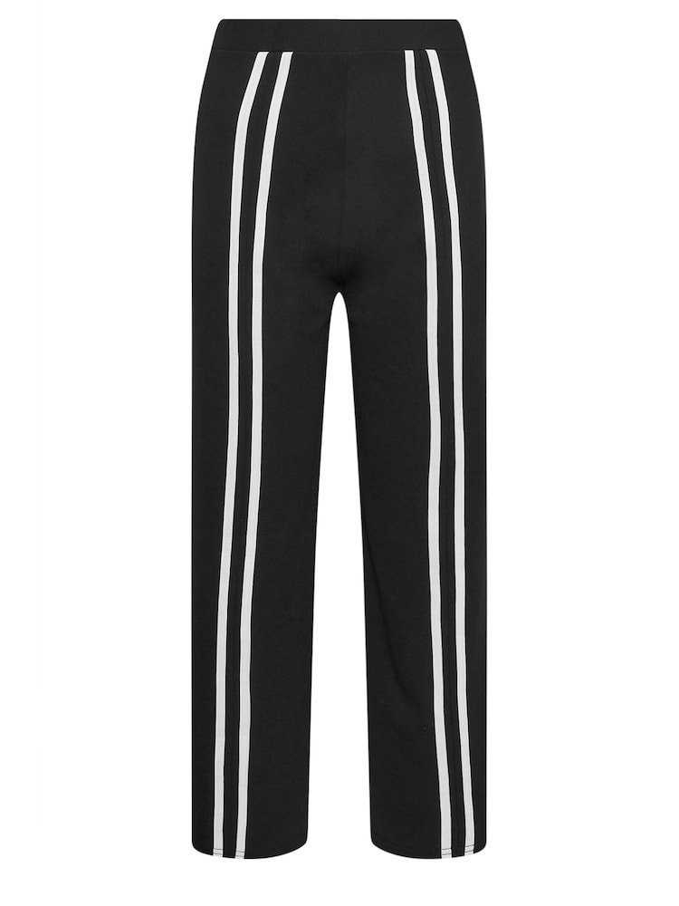PixieGirl Petite Black Front Stripe Wide Leg Trousers - Image 5 of 5
