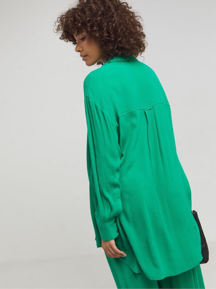 Simply Be Green Oversized Crinkle Shirt - Image 2 of 4