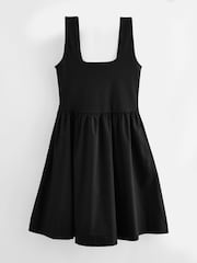 Black Square Neck Jersey 100% Cotton Summer Mini Dress - Image 6 of 7