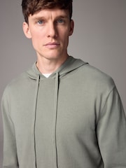 Sage Green Regular Fit Cotton Rich Knit Hoodie - Image 4 of 8
