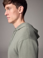 Sage Green Regular Fit Cotton Rich Knit Hoodie - Image 5 of 8