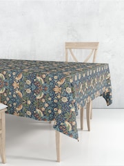 William Morris Gallery Blue Strawberry Thief Wipe Clean 100% Cotton Table Cloth - Image 1 of 1