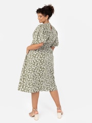 Cross Over Elasticated Detail Waist Textured Midi Dress - Image 2 of 4