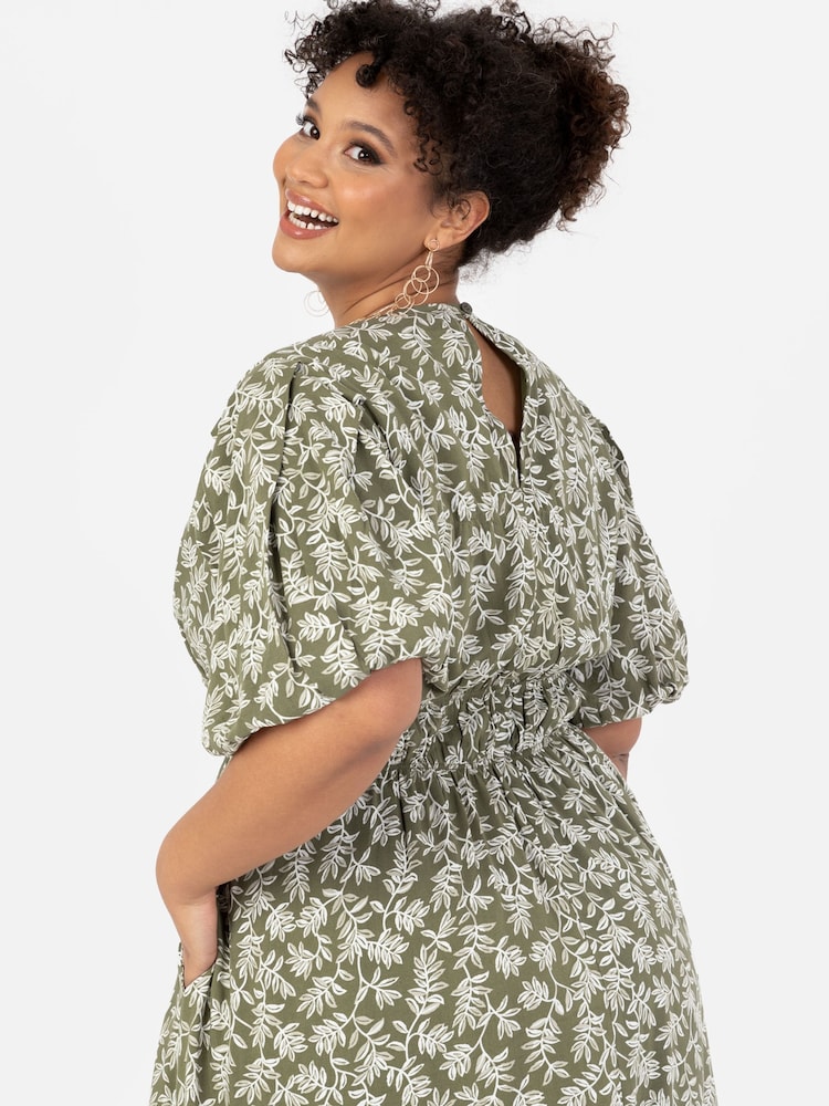 Cross Over Elasticated Detail Waist Textured Midi Dress - Image 4 of 4