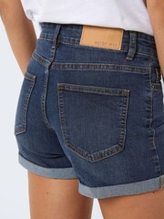 NOISY MAY Dark Blue Mid Rise Stretch Denim Shorts - Image 5 of 8
