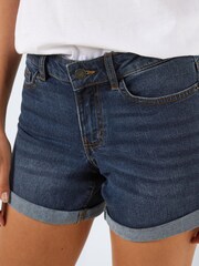 NOISY MAY Dark Blue Mid Rise Stretch Denim Shorts - Image 6 of 8