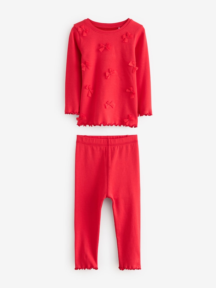 Red Bow/ Heart Long Sleeve Snuggle Pyjamas 3 Pack (9mths-16yrs) - Image 11 of 17